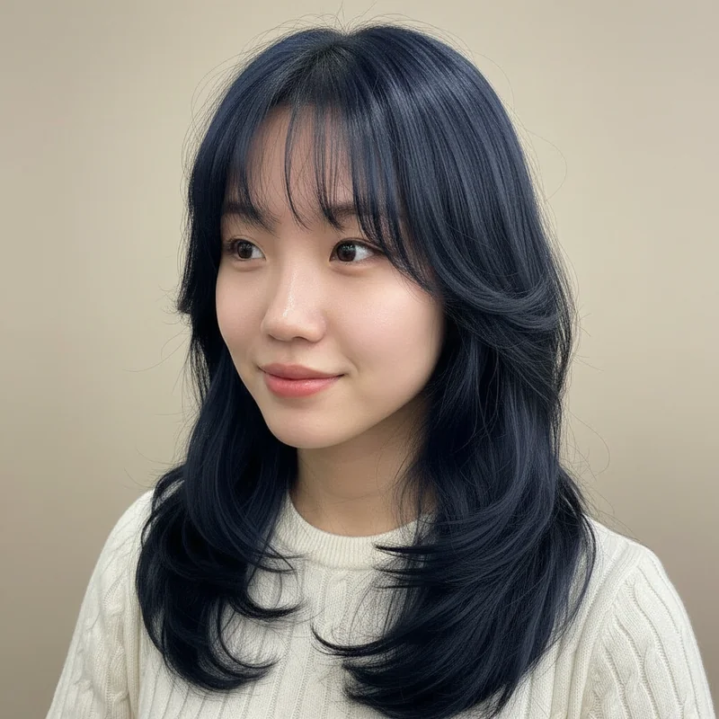 2025년 10대 여자 긴머리 직모 넓은 이마 커버 추천 헤어스타일