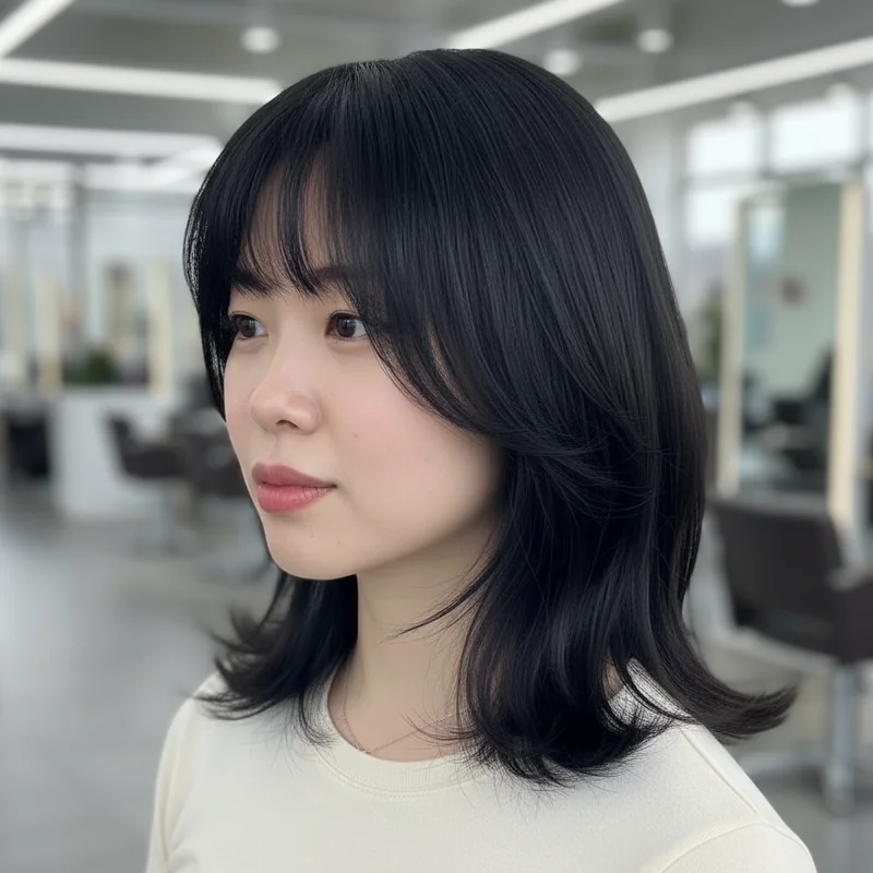 2025년 30대 여자 중단발 직모 넓은 이마 커버 추천 헤어스타일