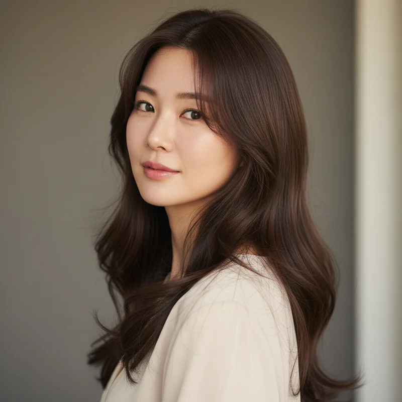 2026년 40대 여자 긴머리 반곱슬 넓은 이마 커버 추천 헤어스타일