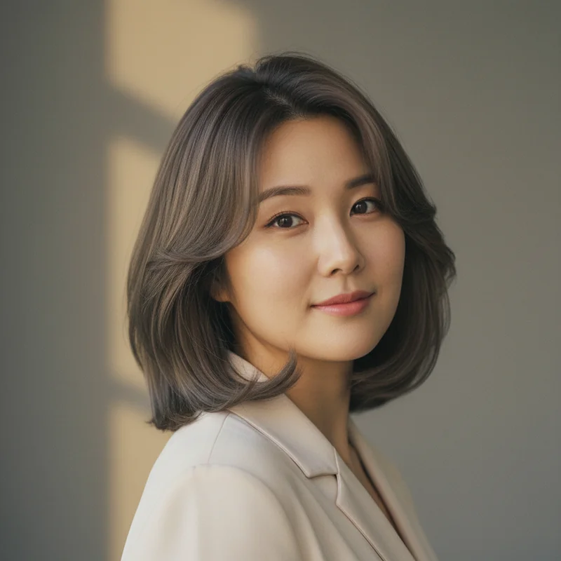 2026년 40대 여자 중단발 직모 이중턱 커버 추천 헤어스타일