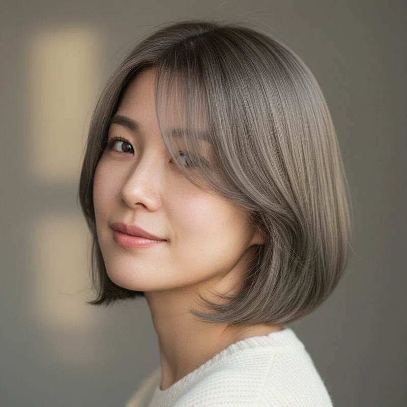 2026년 50대 여자 단발 반곱슬 넓은 이마 커버 추천 헤어스타일